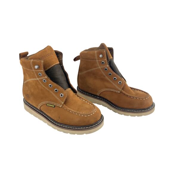 Ridgecut Brown Combat Work Ankle Boots Men Size 8 Nubuck Good Pre-Owned NO LACES - Picture 1 of 7